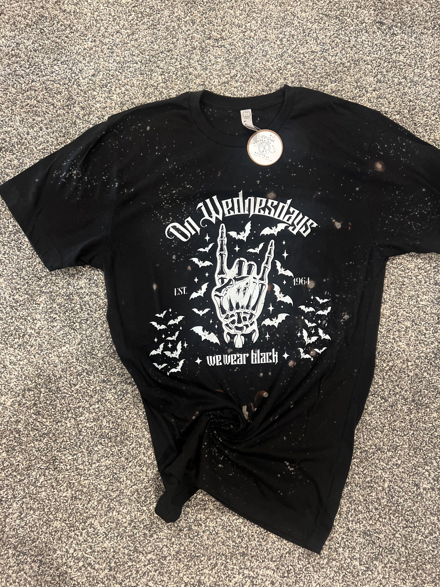 On Wednesdays We Wear Black bleach splattered Tee