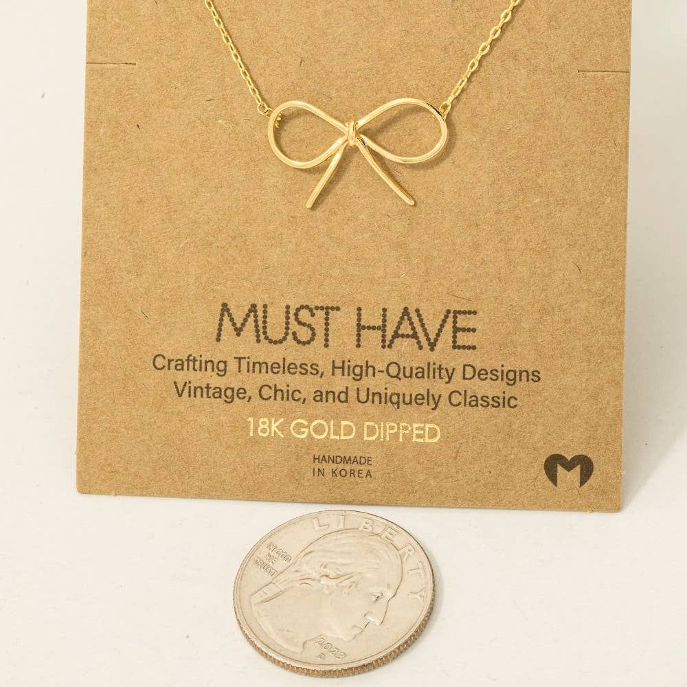 Gold Dipped Bow Tie Pendant Necklace