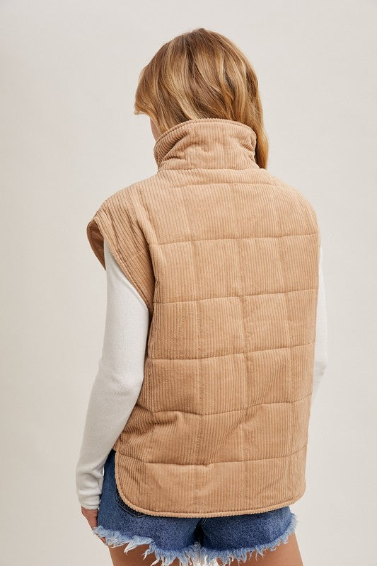 Corduroy Quilted Puffer Vest