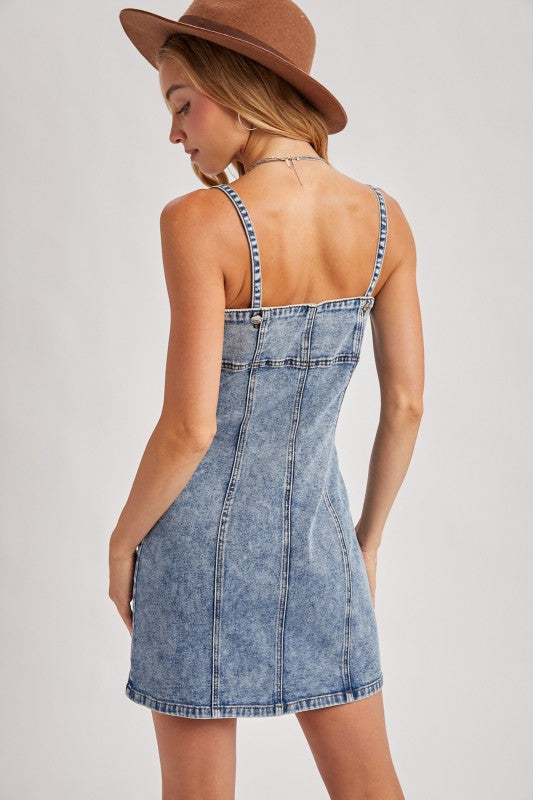 Denim button down mini dress