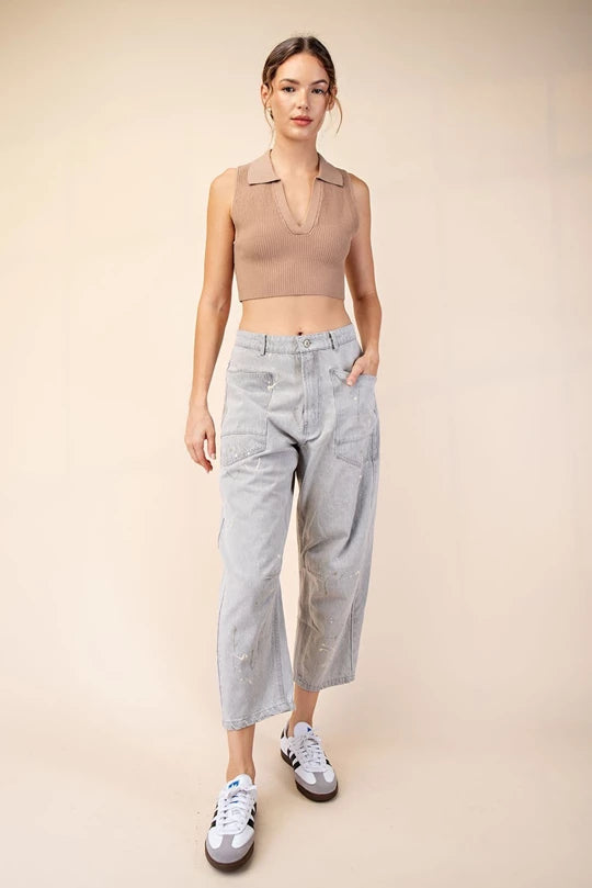 Splatter Paint Barrel Jeans