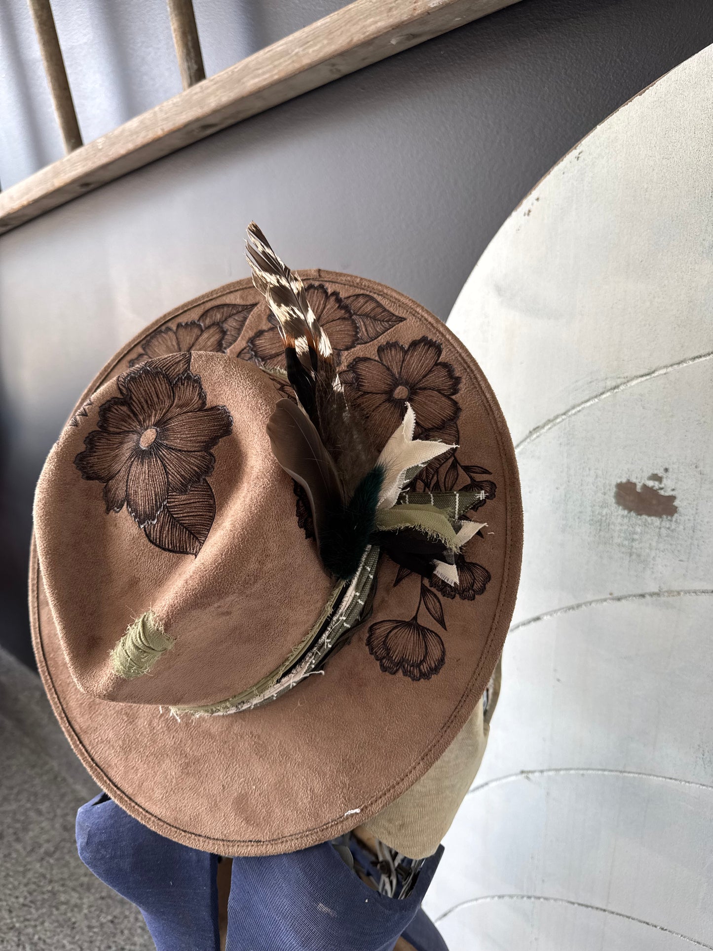 Wildflower Design Burned Hat