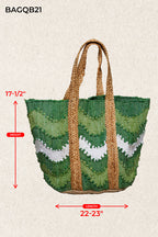 Handwoven tote bag green/white