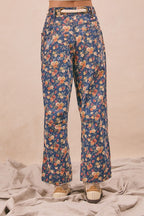 Mineral Washed Denim Ditsy Printed Braided Waist