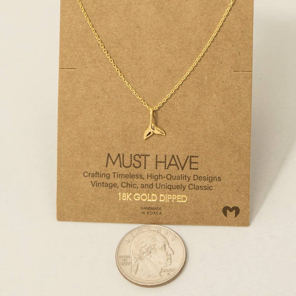 Gold Dipped Whale Tail Pendant Necklace