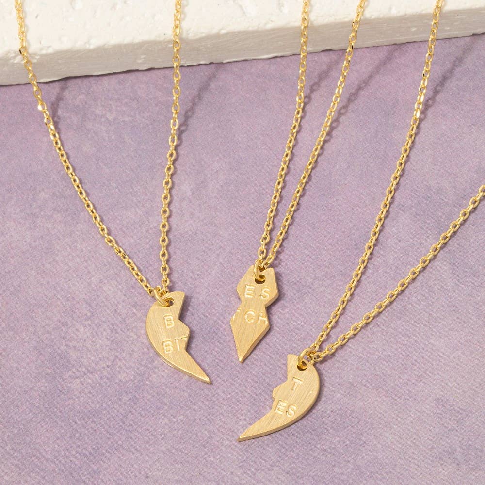 Best Bitches Heart Pendant Necklace Set