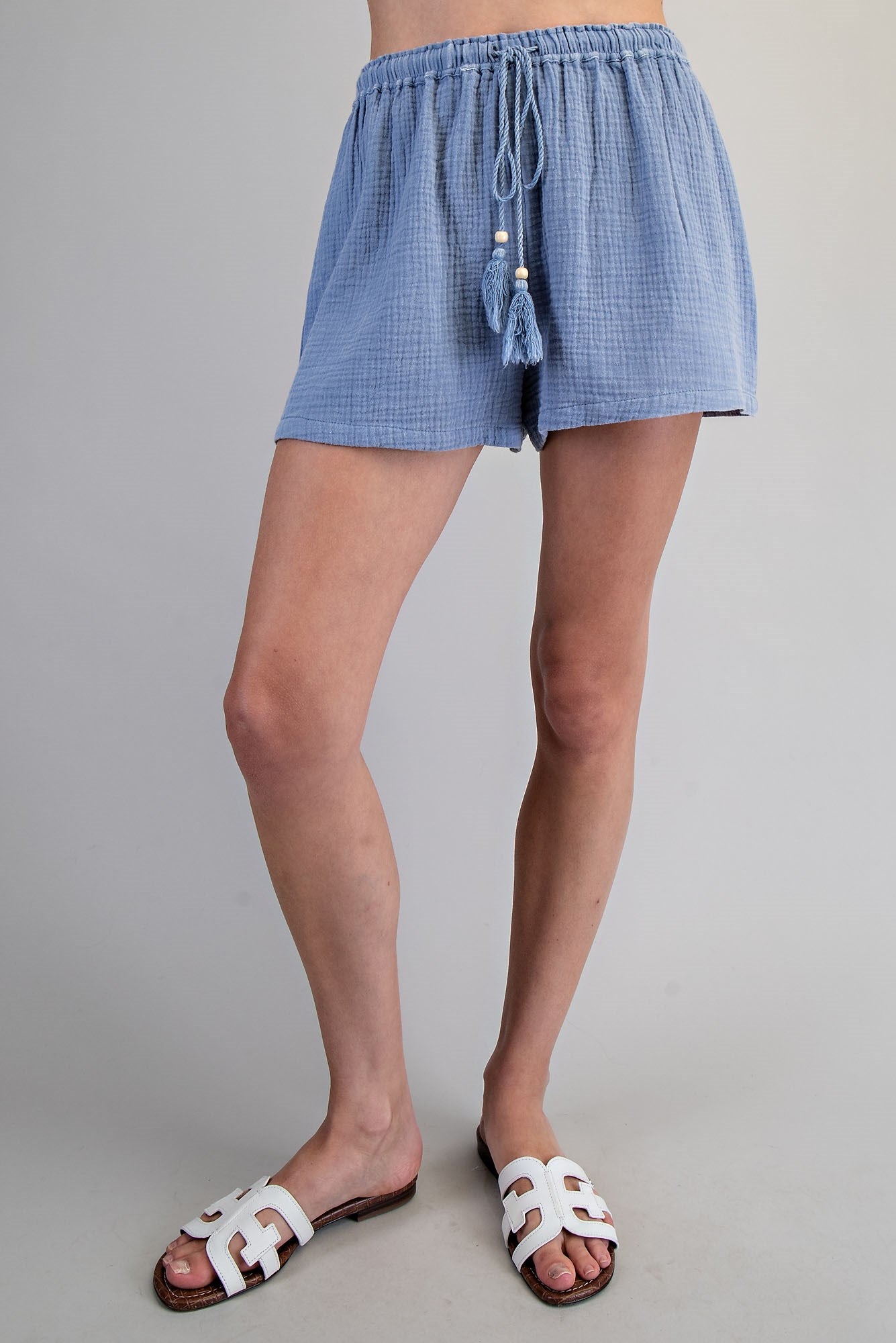 Cotton Gauze Tie Front Shorts