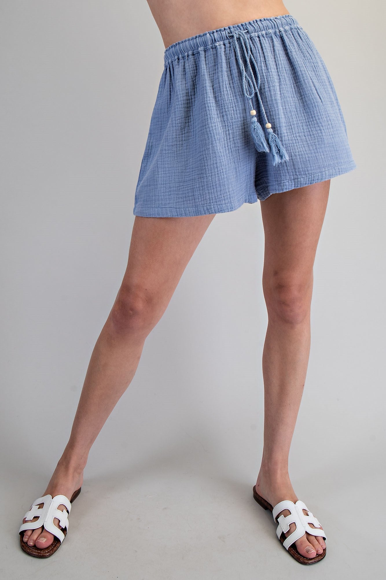 Cotton Gauze Tie Front Shorts