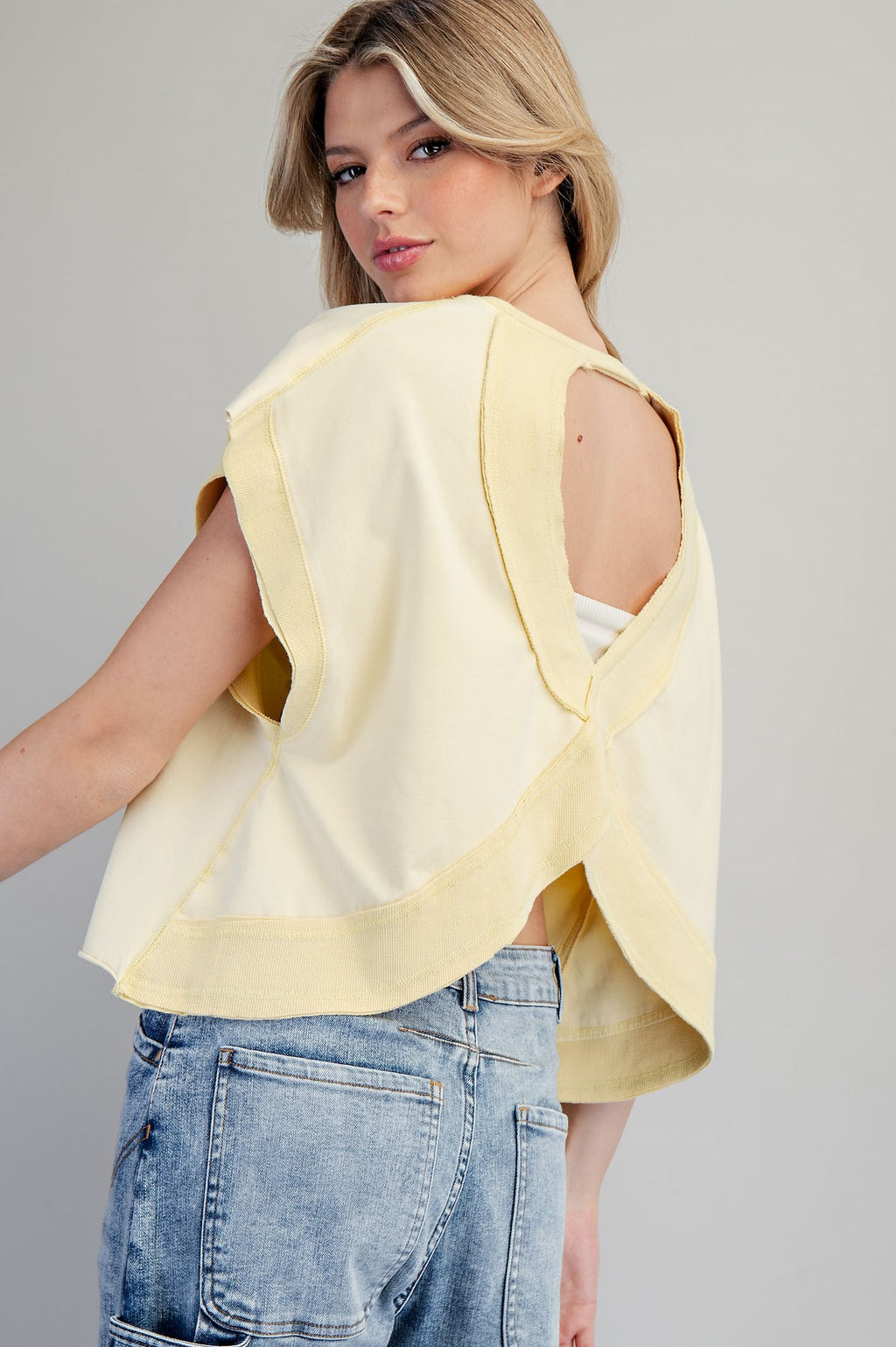 Mineral Washed Open Back Top