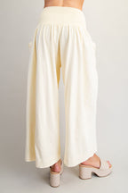 Mineral Washed Wide Leg Smocked Pants