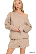 Fleece Boatneck Sweatshirt and Shorts Set