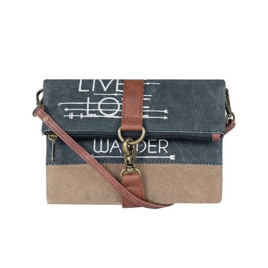 Live Love Wander fold over crossbody purse