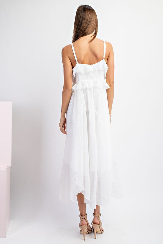 RuffleFlare Midi-Dress