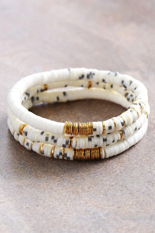 Rubber disc bead bracelet set