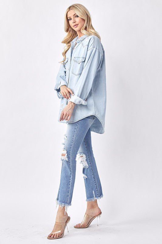 Risen Relaxed Fit Denim Button Up Shirt