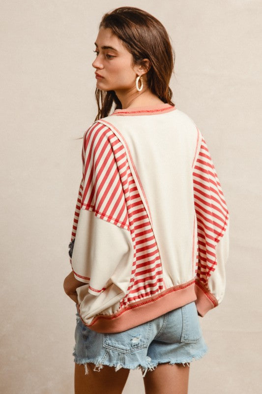 Washed USA Patchwork Stripeds Mix & Match Top