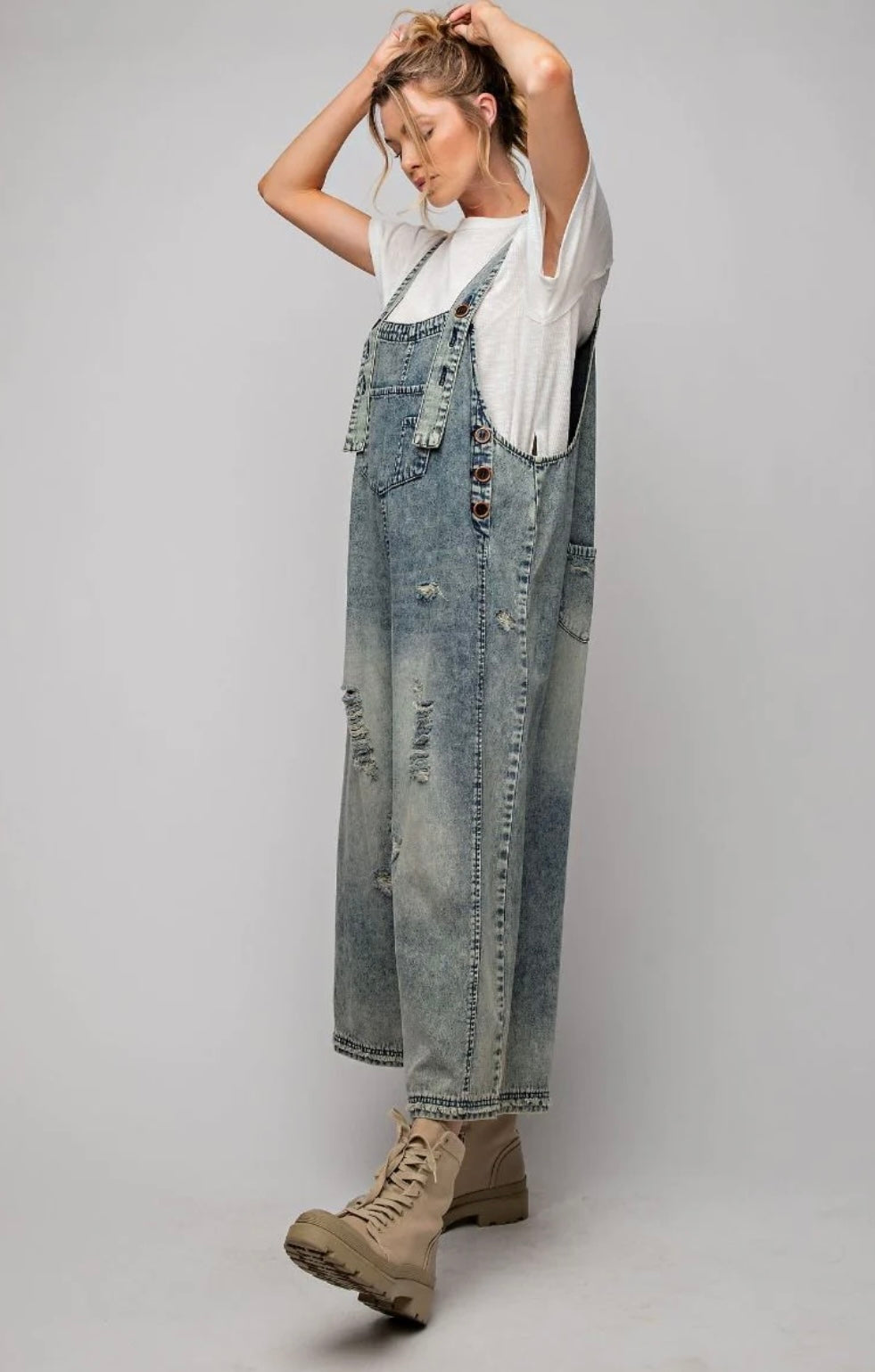 Washed Denim Overalls