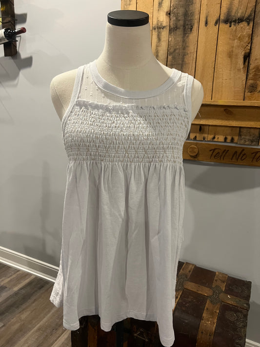 Smocked babydoll tank