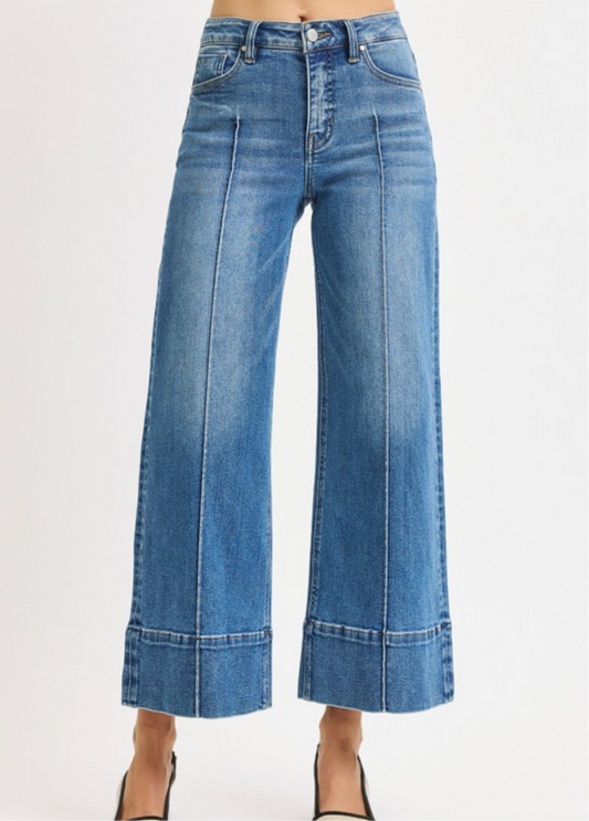 Mid-Rise Tummy Control Pintuck Jeans