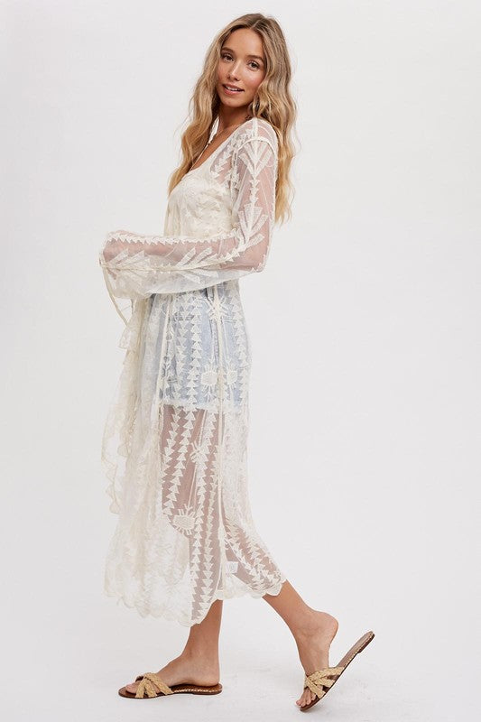 Boho Embroidered Lace Duster