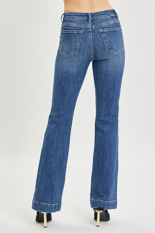 Risen Mid-Rise Bootcut Jeans with Tailored Hem