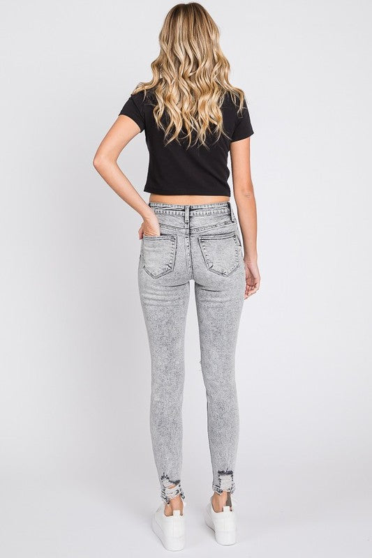 Petra Stone Washed High Rise Ankle Skinny Jeans