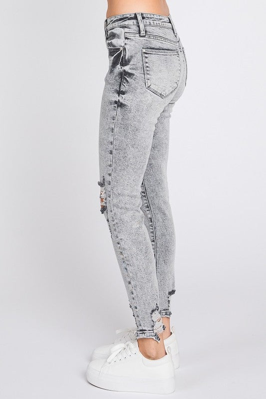 Petra Stone Washed High Rise Ankle Skinny Jeans