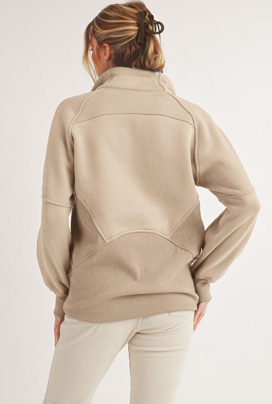 Long dove Funnel neck 1/4 zip sweatshirt