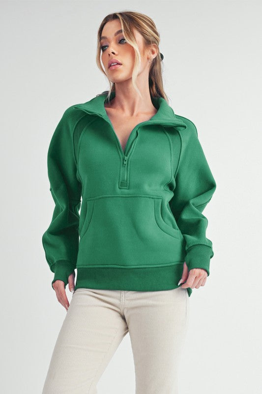 Long dove Funnel neck 1/4 zip sweatshirt