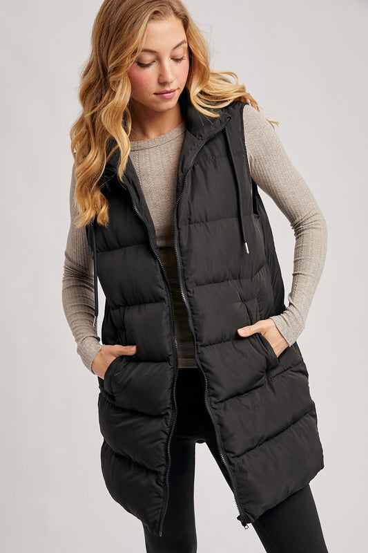 Hooded Zipper Puffer Vest