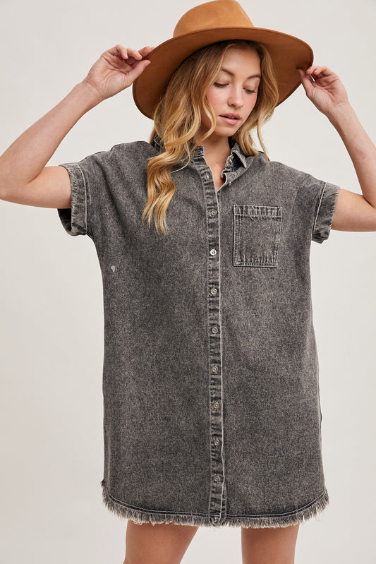 Frayed Denim Dress