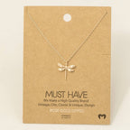 Gold Dipped Dragonfly Pendant Necklace