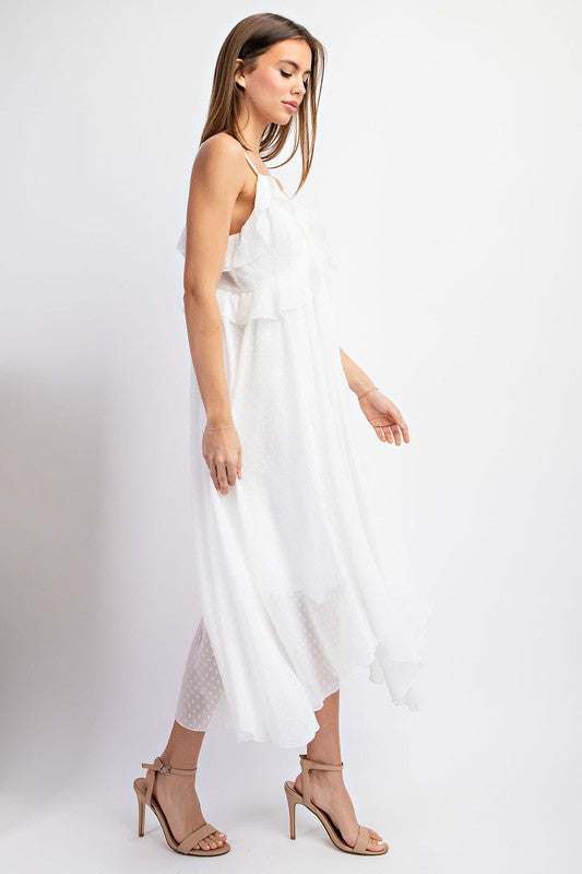 RuffleFlare Midi-Dress