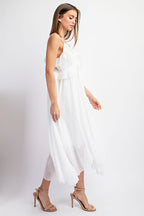 RuffleFlare Midi-Dress