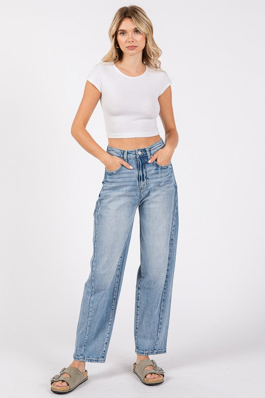 Petra High rise comfort barrel jeans