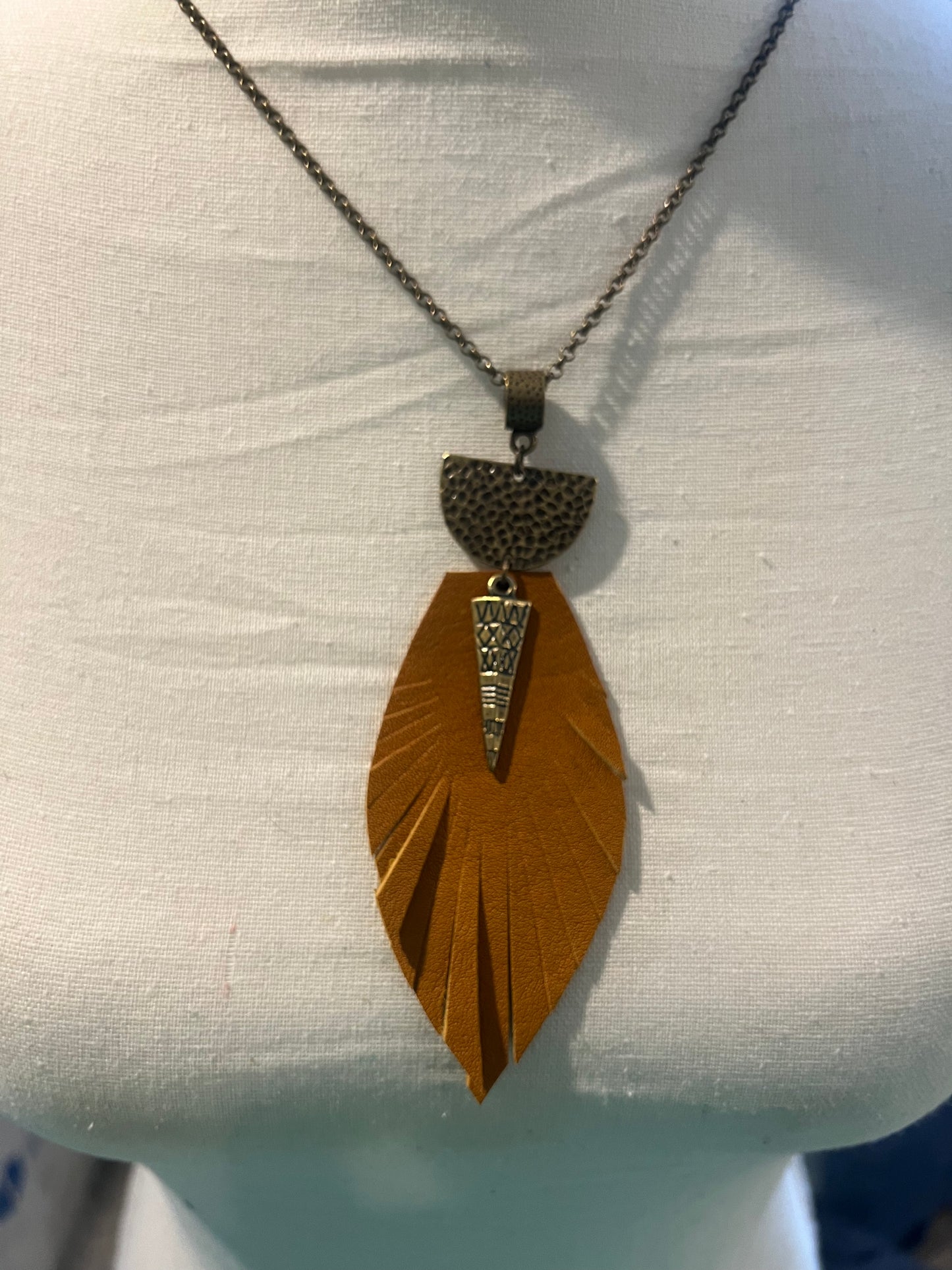 Native leather & mixed metal necklace