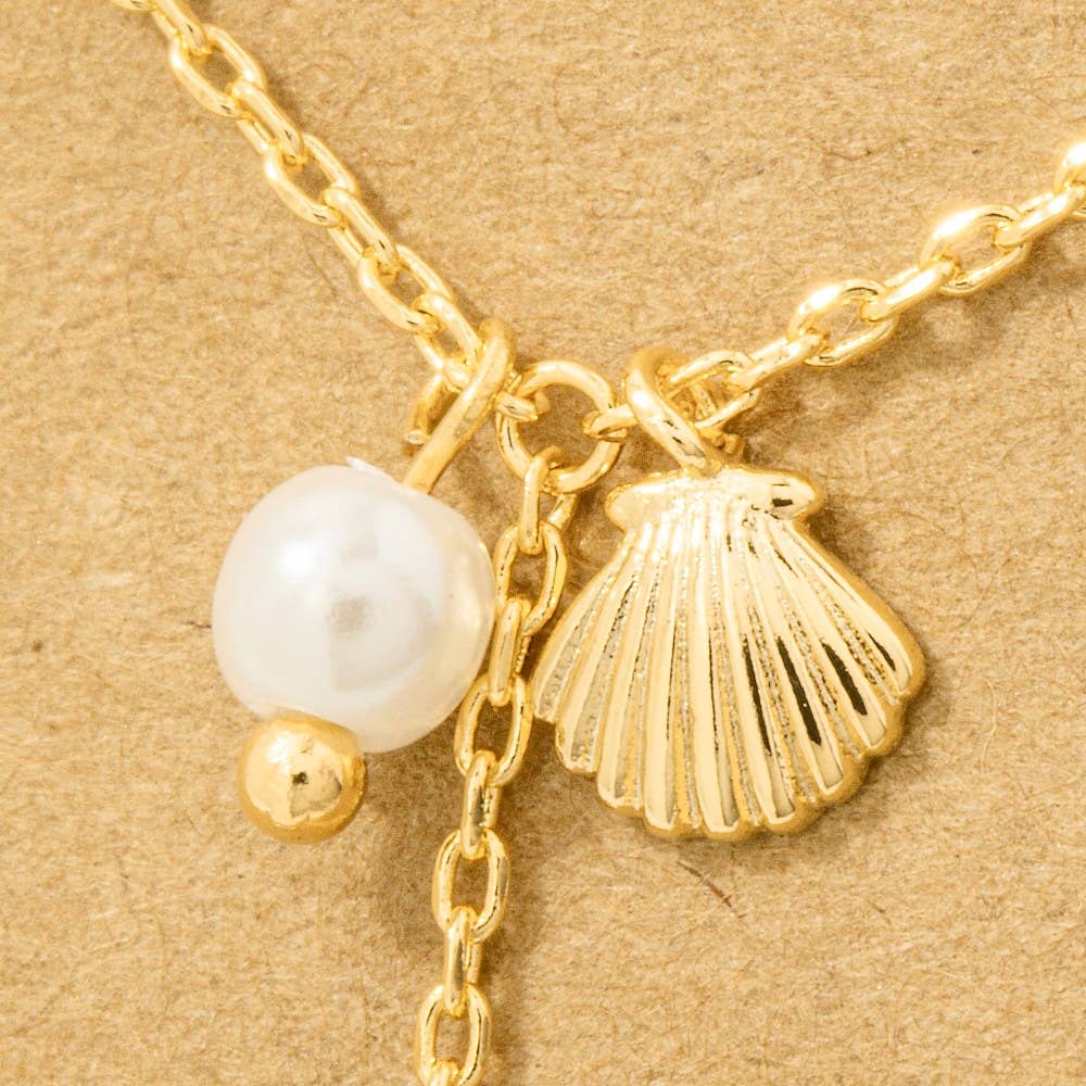 Gold Dipped Star Fish Sea Shell Y Necklace