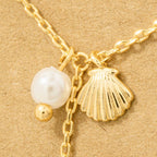 Gold Dipped Star Fish Sea Shell Y Necklace