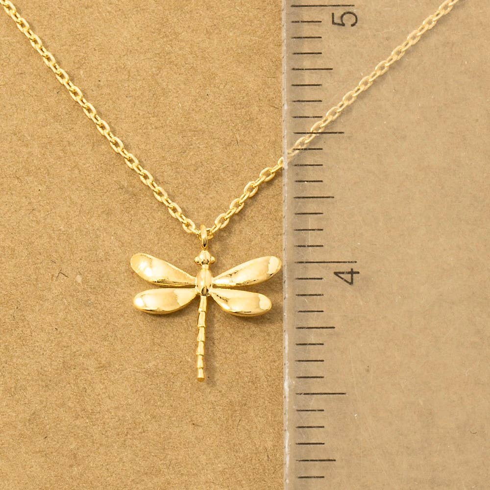 Gold Dipped Dragonfly Pendant Necklace