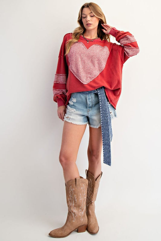 Heart Patch Terry Pullover