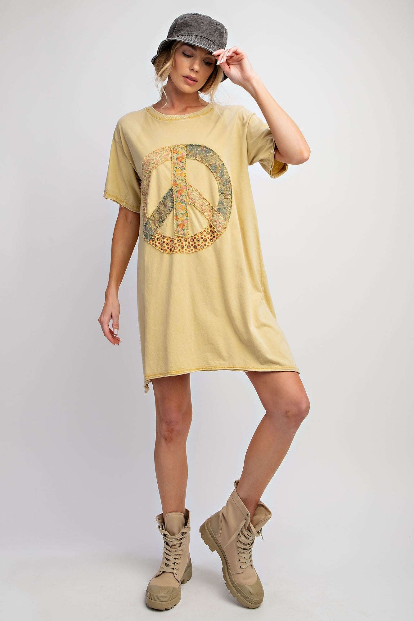 Peace Sign Patch T-Shirt Dress