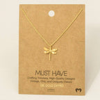 Gold Dipped Dragonfly Pendant Necklace