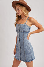 Denim button down mini dress