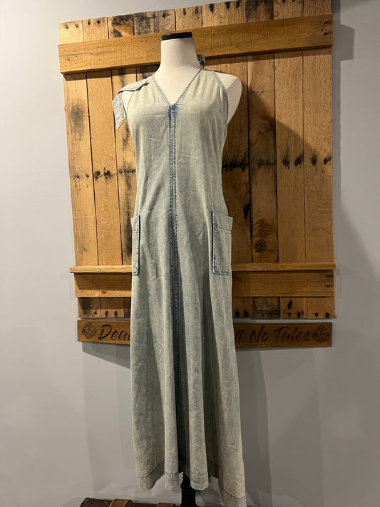 Acid Washed Halter Dress