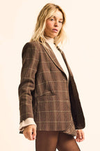 Plaid Oversized Two-Button Blazer Jacket