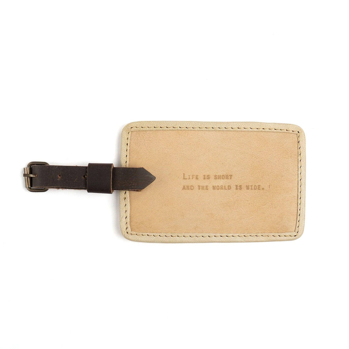 Life Is Short Leather Luggage Tag in Honey