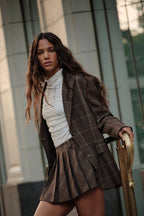 Plaid Oversized Two-Button Blazer Jacket