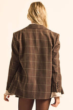 Plaid Oversized Two-Button Blazer Jacket