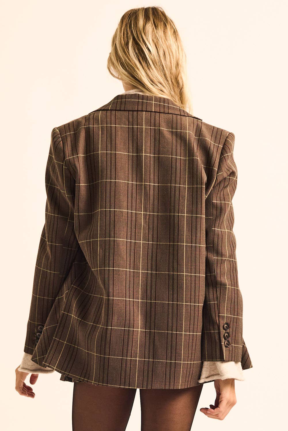 Plaid Oversized Two-Button Blazer Jacket