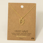 Monstera Cutout Pendant Necklace